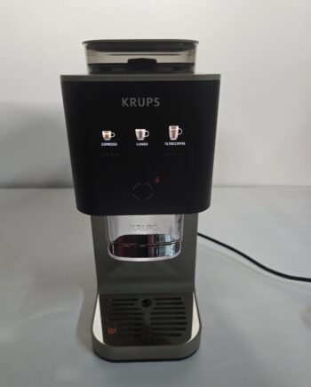 Resigilat - Espressor semi-automat Krups Coffee Crush SA402AE0, 1370 W, 15 bari, rasnita inox, sistem bean-to-cup, preparare one-touch, intensitate cafea ajustabila, compatibil cafea macinata, design ultra-compact, curatare usoara, crem & negru