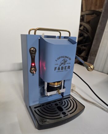 Resigilat - Espressor Faber Pro Deluxe, alamă, tampoane din hârtie, 44 mm, albastru