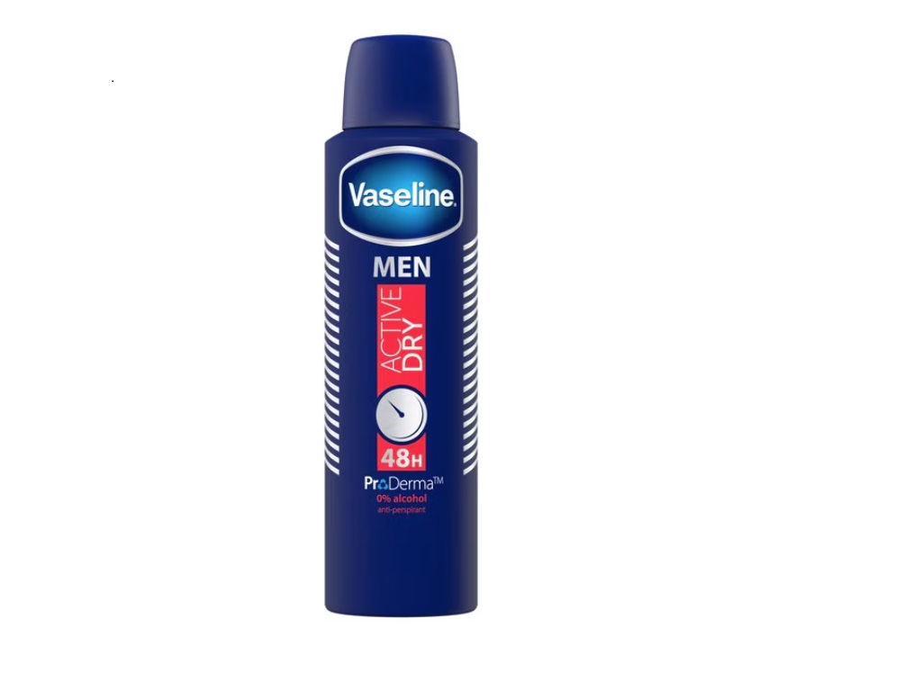 Deodorant, Vaseline, Active Dry, cu Proderma, Hipoalergenic, Protectie 48h, 250ml
