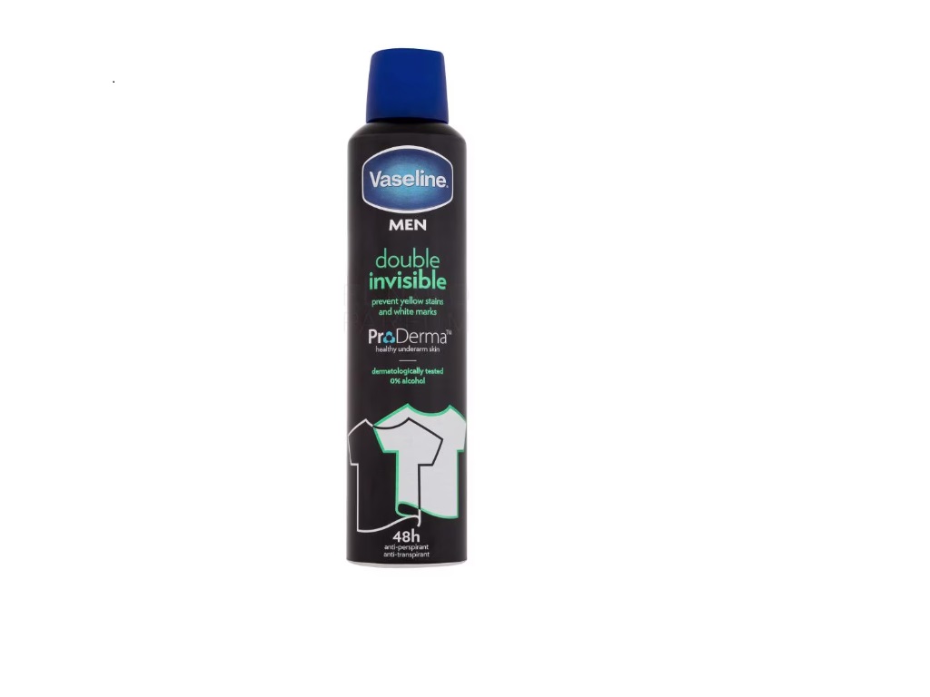 Deodorant Antiperspirant, Vaseline, ProDerma Double Invisible 48h, cu Aloe Vera și creme hidratante, 250ml